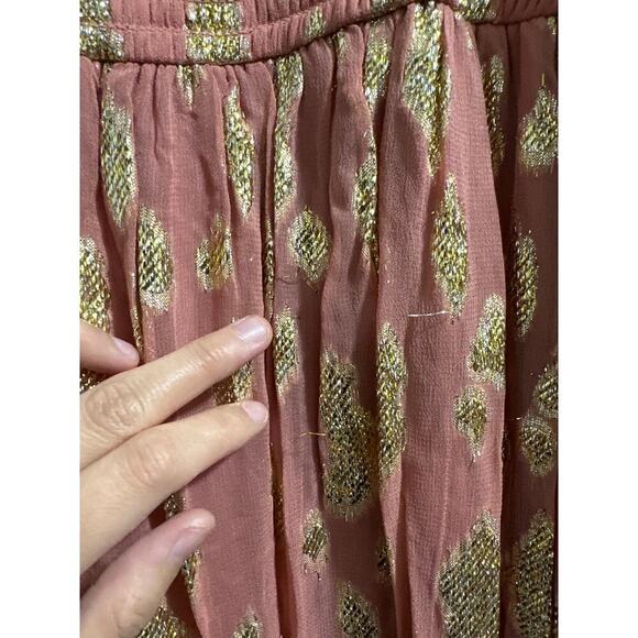 Altar'd State Dusty Coral Metallic Maxi Dress size Small - Picture 4 of 9